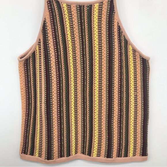 Madewell Janson Crochet Earth Tone Rainbow Stripe Tank Sweater Top - Picture 9 of 13